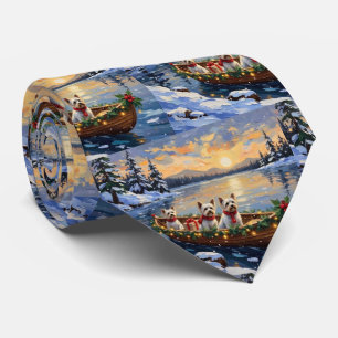 Cravate Bichon Frise Noël Bateau Fêtes