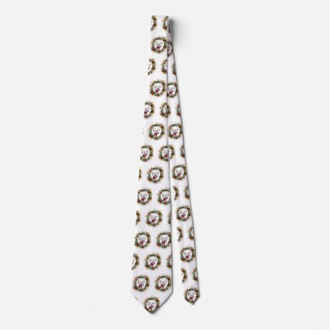 Cravate Bichon Frise Wreath Festive Pup (Devant)