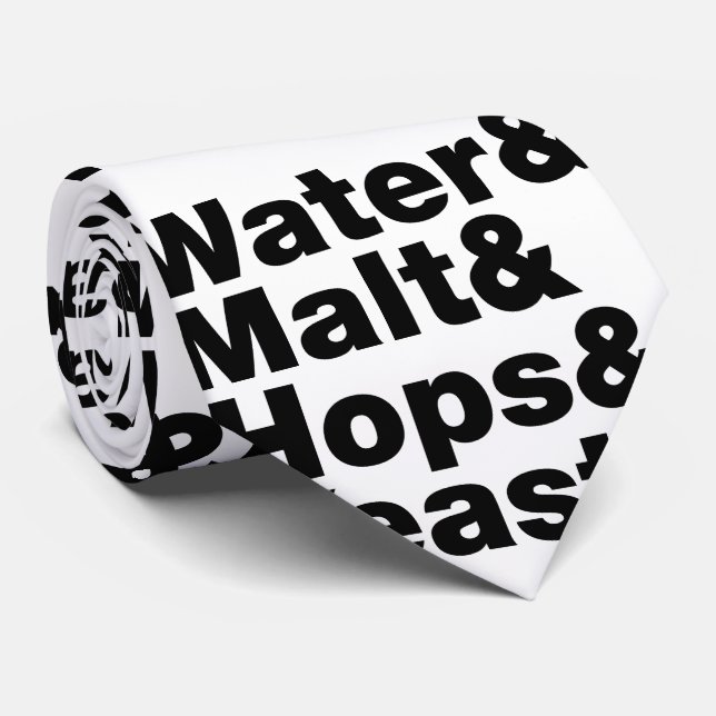 Cravate Bière = Eau & Malt & Hops & Yeast. (Roulé)