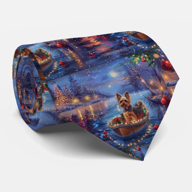 Cravate Biewer Terrier Noël Festive Voyage (Roulé)