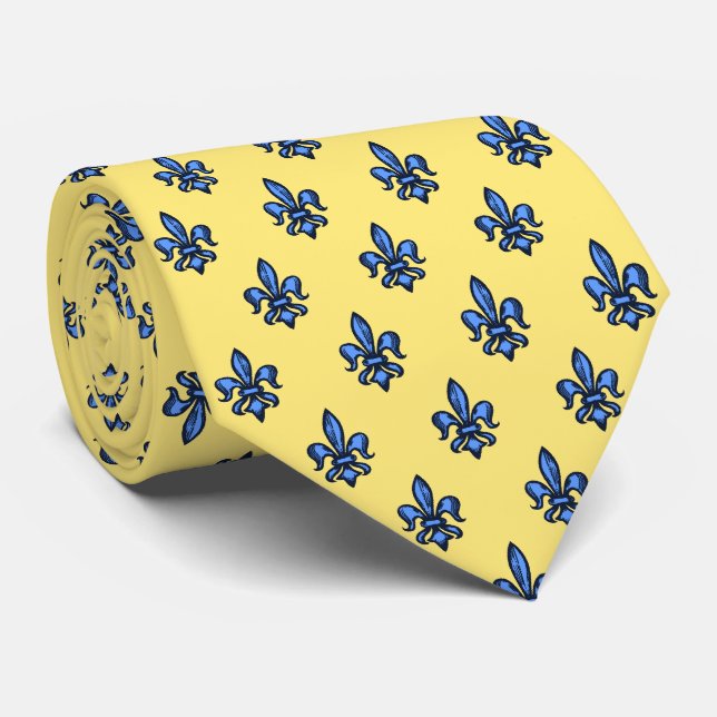 Cravate bilatéral Fleur-De-lis jaune héraldique (Roulé)