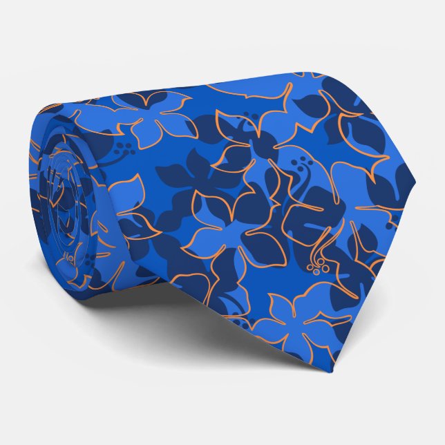 Cravate Bilatéral floral de ketmie hawaïenne de Hanalei (Roulé)