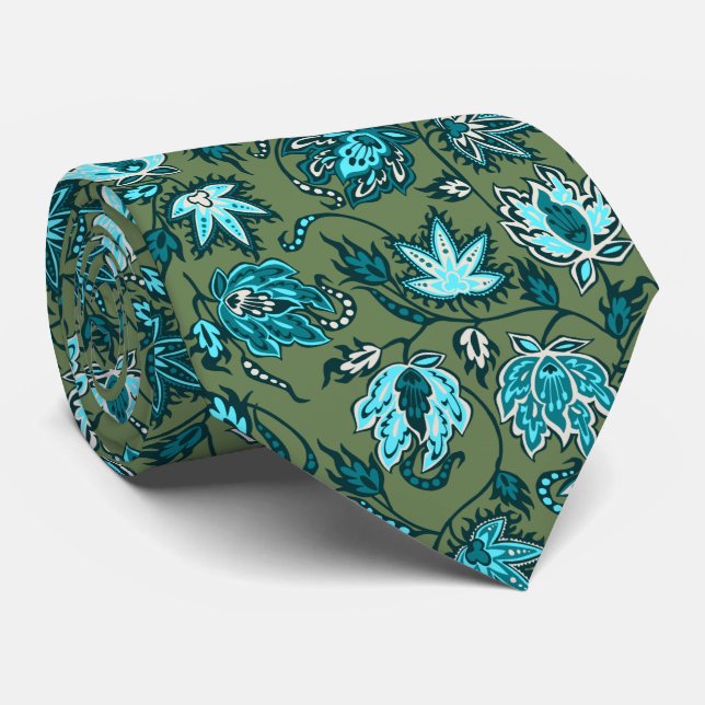 Cravate Bilatéral tropical de batik de Protea imprimé (Roulé)