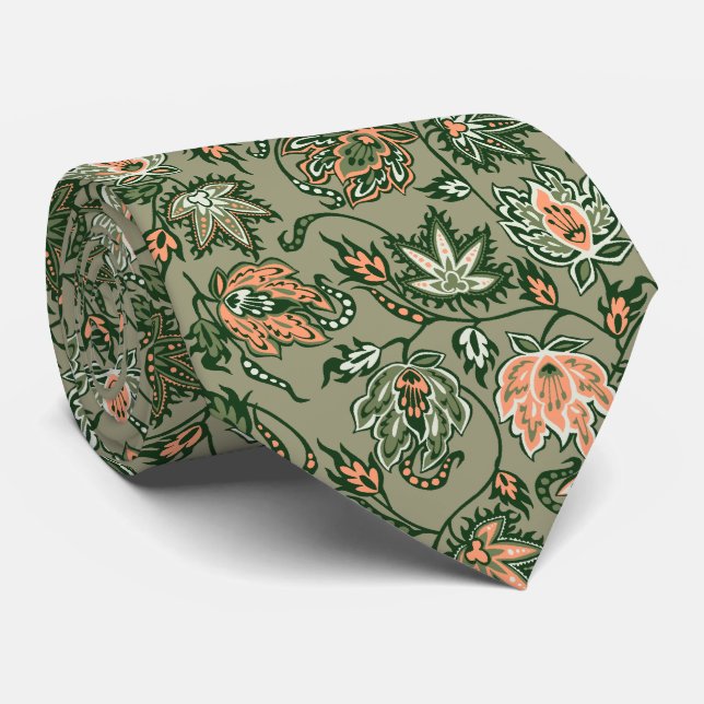 Cravate Bilatéral tropical de batik de Protea imprimé (Roulé)