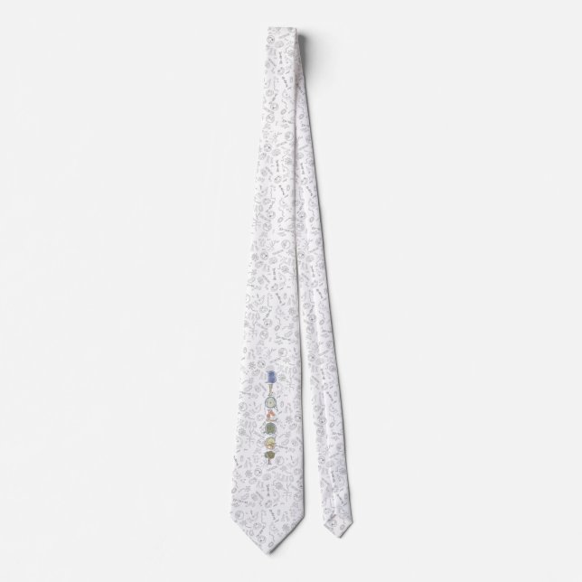 Cravate Biologie diagramme motif noir typographie vertical (Devant)