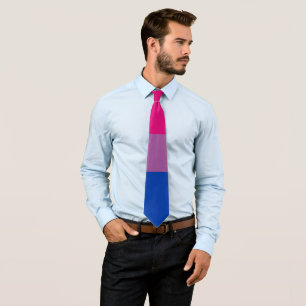 Cravate Bisexuel rose Fuchia violet bleu strié LGBT