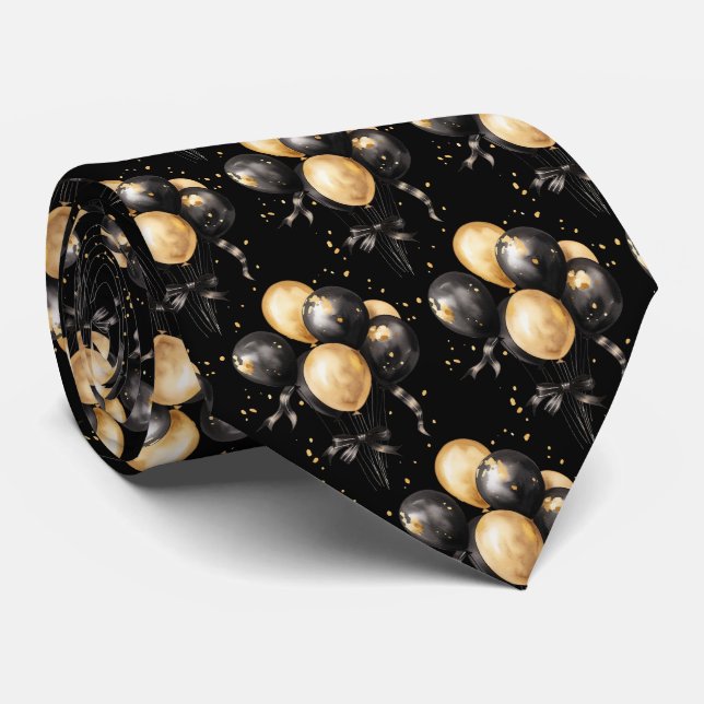 Cravate Black and Gold Balloons Neck Tie (Roulé)