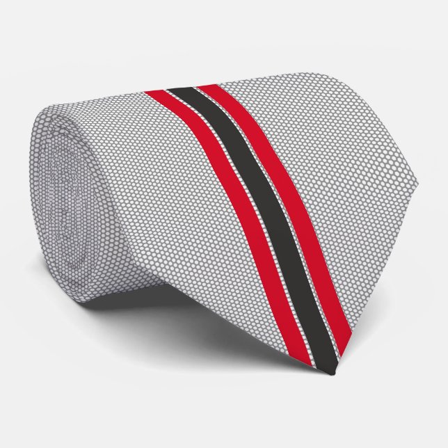 Cravate Black And Red Racing Stripes Sporty Minimaliste (Roulé)
