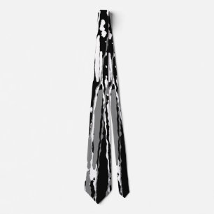 Cravate Black and White Abstract Linear Print