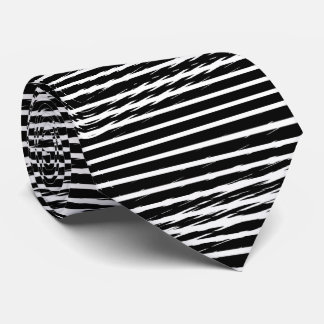Cravate Black and White Glitchy Signal Stripes