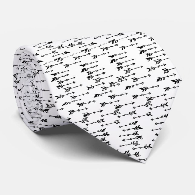 Cravate Black and white minimalist boho arrow pattern (Roulé)
