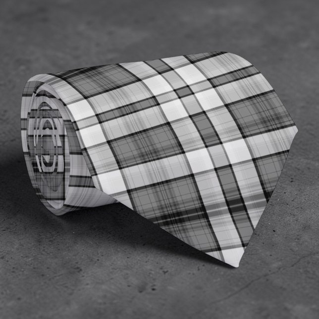 Cravate Black and White Plaid Custom Necktie (Créateur téléchargé)