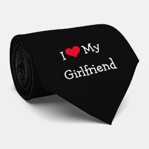 Cravate Black and White Red Heart I Love My Girlfriend
