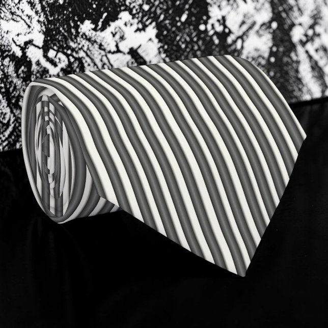 Cravate Black and White Striped Custom Necktie (Créateur téléchargé)