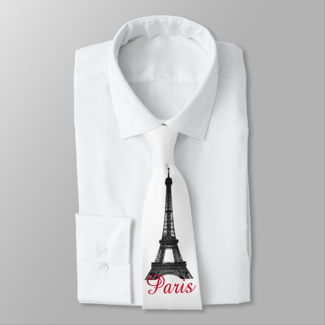Cravate Black Blanc Tour Eiffel Paris Love City Travel (Attaché)