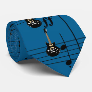 Cravate Black Electric Guitares Royal Blue