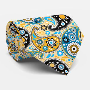 Cravate Black Gold et Aqua Bohemian Cowboy Paisley