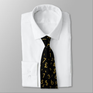 Cravate Black Gold Luxury Numéros Devise Symboles Motif