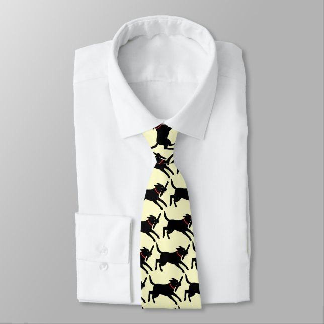 Cravate Black Labrador Retriever Motif Running Chien (Attaché)