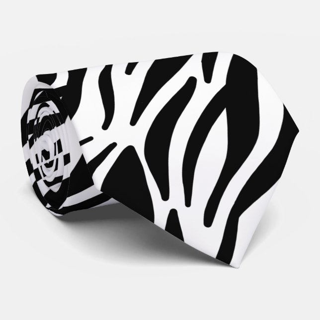 Cravate Black White Zebra Stripes Élégant Cool Motif (Roulé)