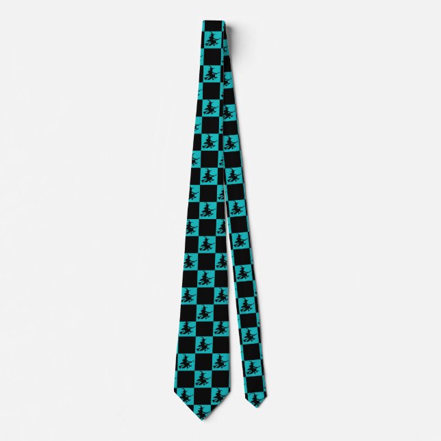 Cravate Black Witches Black & Teal Checkered (Devant)