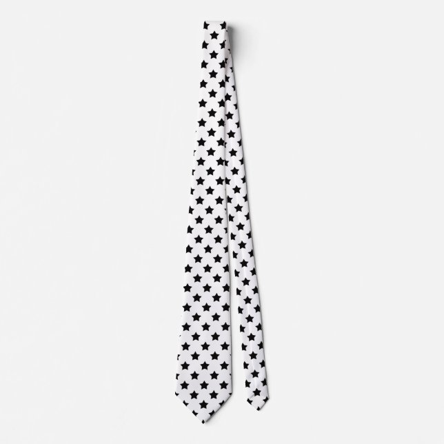 Cravate Blanc Black Stars Motif décoratif (Devant)