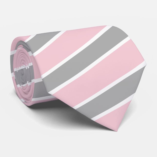 Cravate Blanc et pâle - le rose barre la couleur de (Roulé)