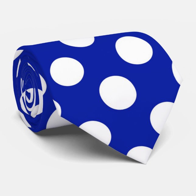 Cravate blanche bleue de motif de point de polka (Roulé)