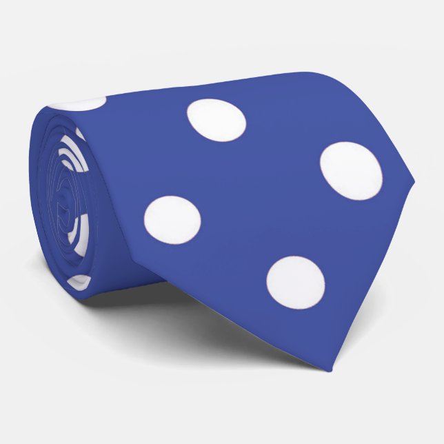Cravate blanche bleue mignonne de motif de point (Roulé)