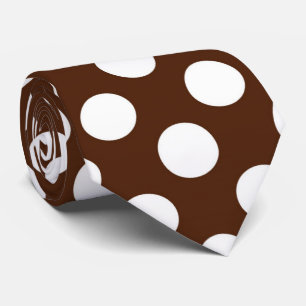 Cravate blanche Brown de point de polka de motif