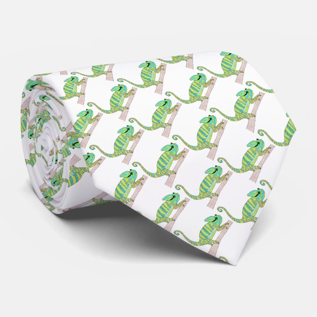 Cravate (blanche) - Caméléon Vert (Roulé)