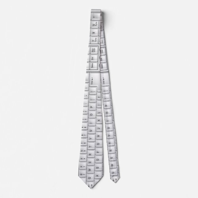 Cravate blanche de geek de clavier d'ordinateur (Devant)