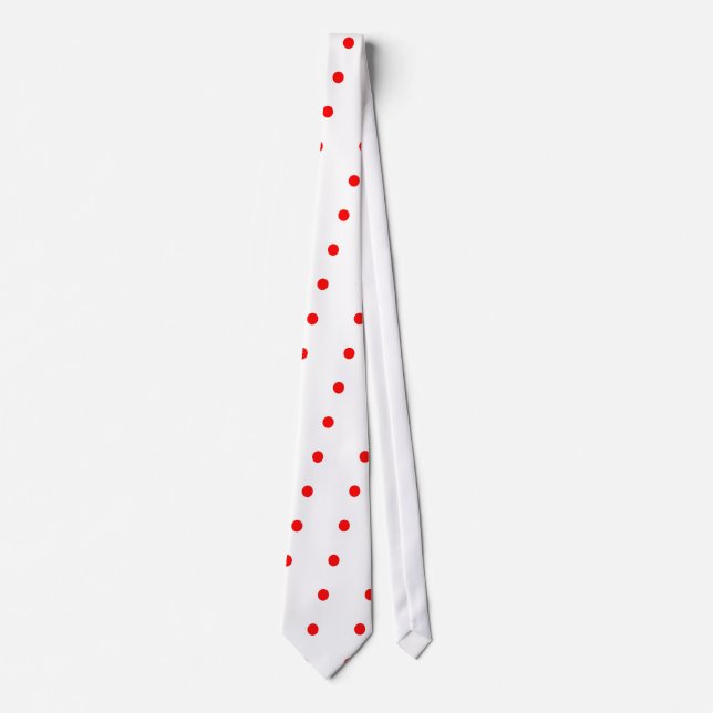 Cravate blanche et rouge de point de polka (Devant)
