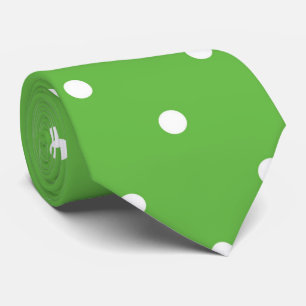 Cravate blanche verte de point de polka de motif