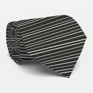 Cravate Blancs noirs horizontaux minimalistes