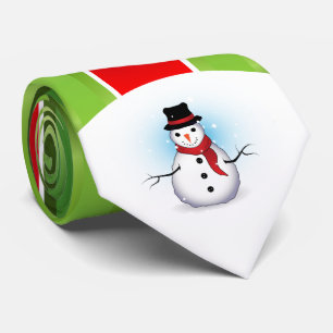 Cravate Blancs rouges et verts avec Snowman sur