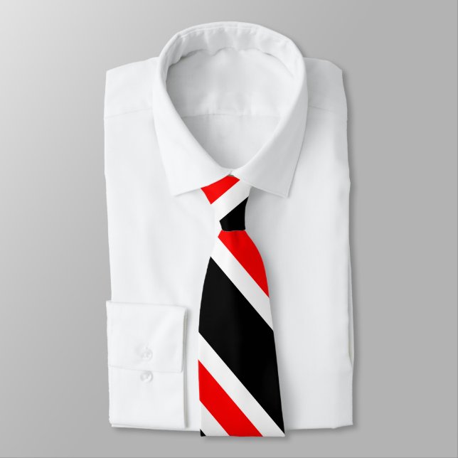 Cravate Blancs simples rouges et noirs traditionnels (Attaché)