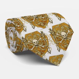 Cravate Blason de famille Bouclier de crâne de pirate nom