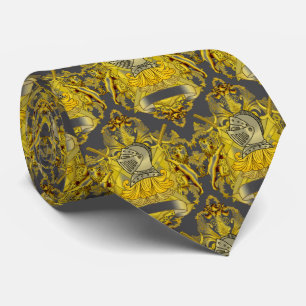 Cravate Blason de la famille Chevalier Jaune Bouclier 