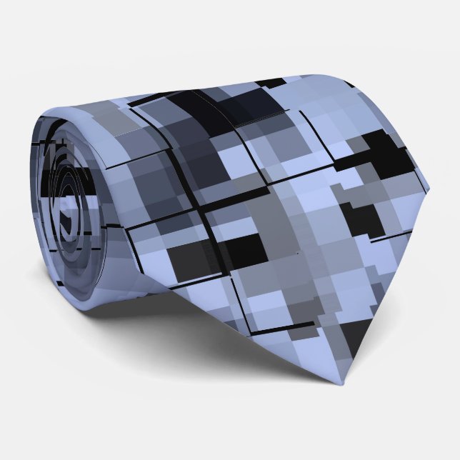 Cravate Bleu Abstrait et noir (Roulé)