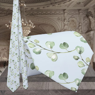 Cravate Bleu ciel vert élégant mariage eucalyptus