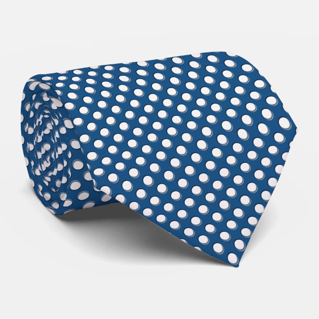 Cravate Bleu classique avec le pois blanc (Roulé)