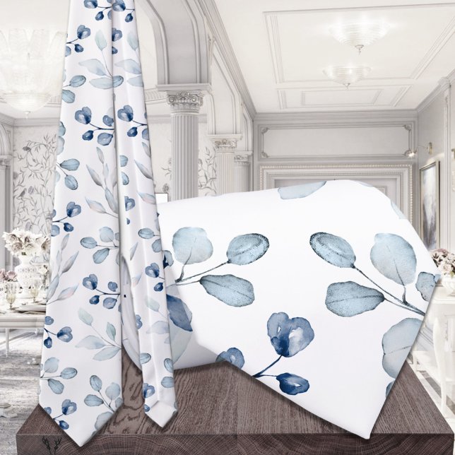 Cravate Bleu Duché Eucalyptus Vert Mariage Blanc (Créateur téléchargé)