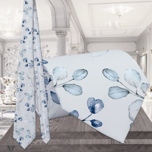 Cravate Bleu Duché Eucalyptus Vert Mariage gris clair