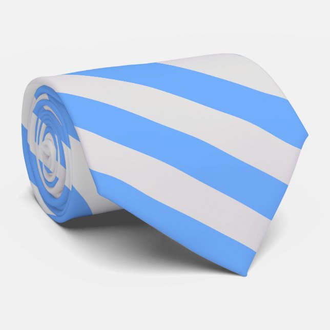 Cravate Bleu et gris clair rayé (Roulé)