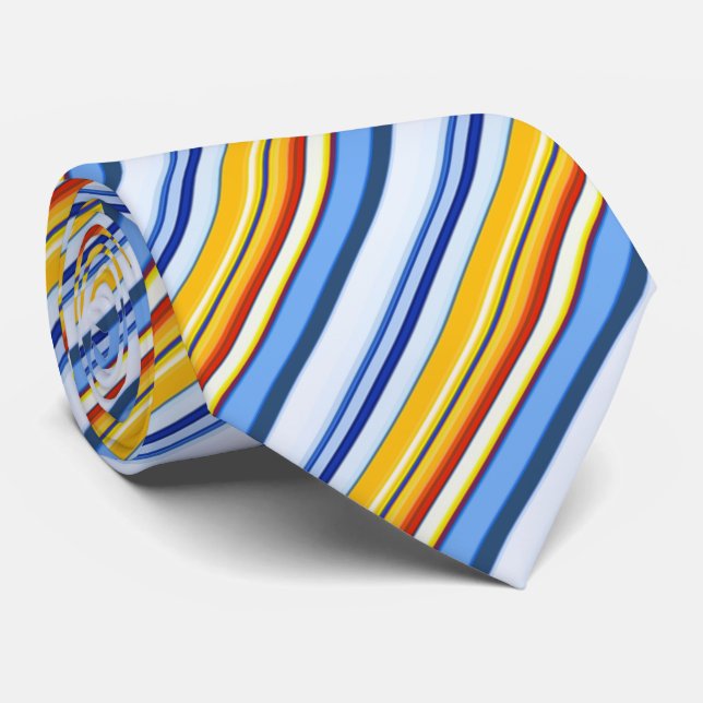 Cravate Bleu et orange (Roulé)