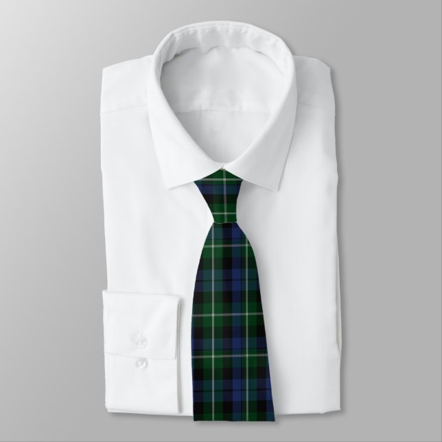 Cravate bleu et vert traditionnel de plaid de (Attaché)