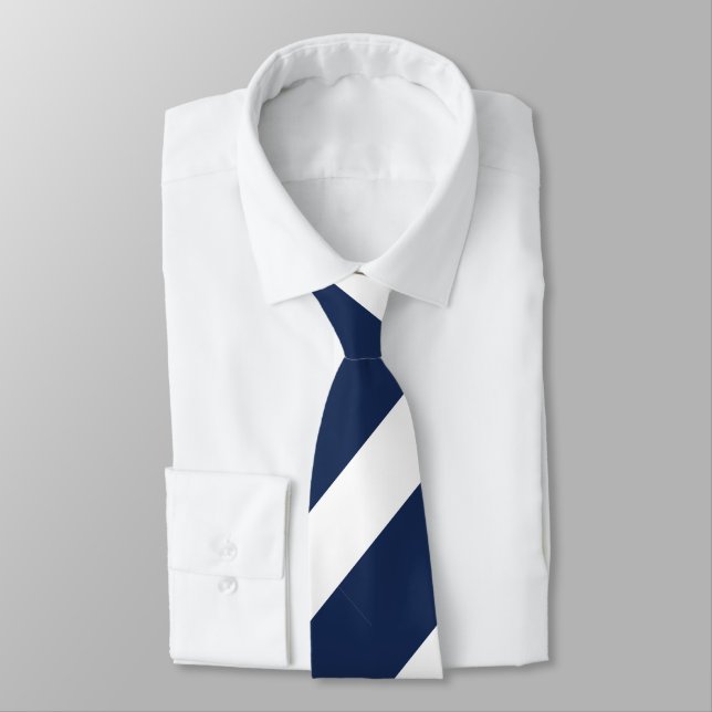 Cravate Bleu foncé et blanc bande régimentaire (Attaché)