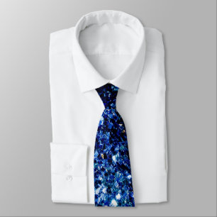Cravate Bleu foncé profond brillant faux paillettes scinti
