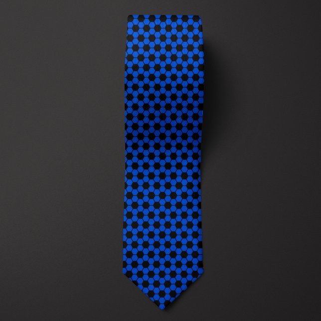 Cravate Bleu Football de Cobalt Motif de balle de football (Créateur téléchargé)